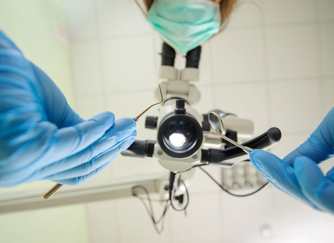 point of view of a patient being examined by a dentist
